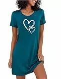 Marvmys Nachthemd Damen Kurzarm Schlafshirt Baumwolle Printed Sleepshirt Sommer T-Shirt Schlafhemd Frauen Nachtwäsche Schlafkleid