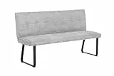 byLIVING Bank TALEA / gepolsterte Sitzbank 160 cm / Webstoff-Bezug hellgrau / Metall Gestell schwarz pulverbeschichtet / Bank mit Rückenlehne / Wartebank / Esszimmerbank / 160 x 92 x 59 cm (BxHxT)