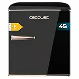 Cecotec Kleiner Kühlschrank - Retro-Tischkühlschrank 45L Bolero CoolMarket TT Origin 45 Black E. 55cm hoch und 44,7cm breit, Energieeffizienzklasse E, Icebox und verchromter Griff, Schwarz