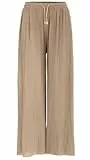 Van Der Rich ® - Weite Plissee Hose High Waist und Verstellbar Bänder - Damen (Beige, One Size)