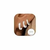 Halora 3 Paare Creolen Silber 925 für Damen Ohrringe Silber Set Hypoallergen Ohrringe Creolen Hoops Schmuck Geschenke für Damen Mädchen