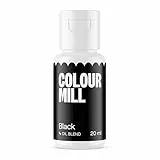 Colour Mill Oil Blend Black Lebensmittelfarbe auf Ölbasis - Lebensmittelfarben für Schokolade, Fondant, Cupcakes, Kuchen, Backen, Macaron - Food Coloring für Tortendeko - 20ml
