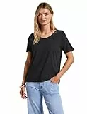 STREET ONE Damen 3227744 Basic T-Shirt, Black, 42