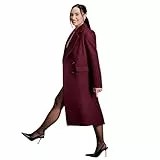 Amazon Essentials Damen (Demis Favorit) Zweireihiger Relaxed-Fit-Longline-Mantel Wollmischung, Burgunderrot, L
