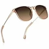 Gesruny Sonnenbrille Damen Polarisiert UV400 Schutz Runde Retro Classic Trendy Brille Groß Polarisierte Ultraleicht Vintage Sonnenbrillen für Damen-Braun
