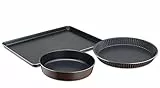 Tefal Perfectbake Set 3 Formen, Torte 30 cm, Backblech 24 cm, Backblech 38 x 28 cm, Antihaft-Kuchenform, Aluminium 100% recycelt, leichtes Herauslösen Y4485FA