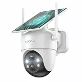 COOAU Überwachungskamera Aussen Akku Solar-2K Outdoor WLAN Kamera Überwachung Aussen mit Kabellose Installationsfreie Solarpanel, KI-Erkennung, 360°-Überwachung, Farbnachtsicht, Zwei-Wege-Audio, Alexa