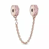 HAEPIAR 925 Sterling Silber Charms Roségold Sicherheitskette für Armband Halskette Anhänger Bead für Damen