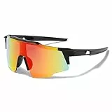 LOJUDI Polarisiert Sonnenbrille Kinder Fahrradbrille - Sportbrille UV400 Schutz Jugendliche Verspiegelt Sonnenbrillen für Jungen Mädchen - Verspiegelt Rot Gelb