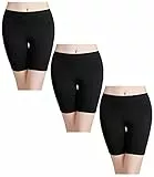 wirarpa Boxershorts Damen 3er Pack Lang Baumwolle Unterwäsche Weich Panties Hosen Unter Kleid Schwarz Größe 3XL