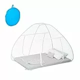 Relaxdays Moskitonetz faltbar, 150 x 150 x 200 cm, Pop-Up Zelt, für Betten, Reisen, Mückennetz, Polyester, weiß/türkis