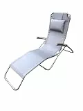 Leco-Edelstahl-Kippliege Elegance – Klappbare Gartenliege mit ergonomisch geformter Liegefläche - wetterfest - Gestell Edelstahl