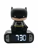 Lexibook, Batman, Réveil Veilleuse, personnage lumineux, choix de 6 alarmes, 6 effets sonores, Écran rétro-éclairé, Horloge, Snooze, Noir, RL800BAT