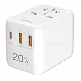 LogiLink PA0356 - Universal-Reisenetzteil mit 10 Steckertypen für 200 Länder, 20W und PD (PowerDelivery) & QuickCharge, 3X USB Anschlüsse, feuerfest