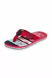 Camp David Herren Flip Flops Zehentrenner Beach Sandale mit Logo-Design Lederpatch und bunter Eva-Sohle für Sommer und Strand Nautical Red, 46