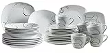 Mäser, Serie Chanson, Kombiservice 30-teilig, Porzellan Geschirrset, für 6 Personen, Weiß, Weiss/Opulenter Garten