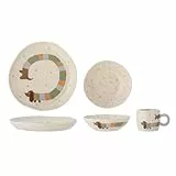 Bloomingville MINI Charlie Geschirr-Set – Kindergeschirr aus Steingut mit Hundemotiv, mikrowellengeeignet & spülmaschinenfest