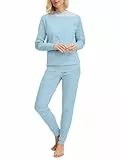 CALIDA Soulmate Bündchen-Pyjama Damen, aus 100% Baumwolle