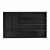 Relaxdays Besteckkasten für Schubladen, 6 Fächer, HBT: 5 x 46 x 28 cm, Schubladeneinsatz, Besteckeinsatz Bambus, schwarz