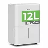Woleix Luftentfeuchter elektrisch 12L, Entfeuchter elektrisch für Keller, Raumentfeuchter elektrisch 35dB für Räume bis zu 122m³/25m², mit Filter und 1M Ablaufschlauch, Timer, 10 J. Gar.