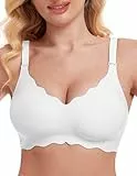 Uroagous Glatter BH Damen Ohne Bügel Blütenblatt-Design Ohne Bügel Nahtloser Damen Mit Zusätzlicher-Verlängerung - Weiß, M