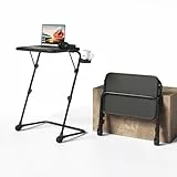 MEUBLE COSY Kleiner Klappbarer Laptoptisch Höhenverstellbar Schreibtisch Beistelltisch Ohne Montage Sofatisch Neigbar Computertische Betttisch Pflegebett, Schwarz