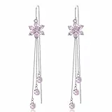 VONALA Blume Durchzieher Ohrringe 925 Sterling Silber Tropfen Fallen Einfädel Ohrringe für Damen Geburtstag Geschenke