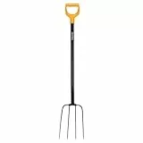 Fiskars Kompostgabel mit 4 Zinken, Länge: 126 cm, Qualitätsstahl-Zinken/Glasfaserverstärkter Kunststoff-Stiel, Schwarz/Orange, Solid, 1070674
