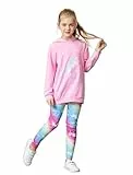 PATPAT Streatwear Trainingsanzüge für Mädchen - Einhorn, Top & Hosen, Leggings Bekleidungsset für Mädchen, Jogginganzug Activewear Sportkleidung Kinderkleidung, Super Geschenken 10-11 Jahre 140-146cm