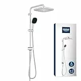 GROHE Vitalio 250, Duschset ohne Armatur, wassersparend, 8l pro Min (Regendusche für vorhandene Duscharmaturen, Duschkopf 2 Strahlarten, Duschstange 74cm, Duschsystem), eckig, chrom, 26698001