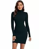 Avancel Damen Strickkleid Winter Kleid Langarm Pulloverkleider Knielang Elegant Rolllkragen Kleidr Herbst 2025 Schwarz M
