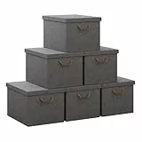 WOLTU Faltbare Aufbewahrungsboxen 6 Stück, Stoffboxen mit Deckel, Aufbewahrungskörbe für Kleidung, Bettdecke, Spielzeug, Grau, 48x36x30cm