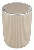 WENKO Schwingdeckeleimer Mod. Agropoli L Beige, 5,5 Liter, Badezimmer-Mülleimer mit Deckel, Abfalleimer aus hochwertigem Kunststoff mit strukturierter Oberfläche, Ø 19 x 27 cm