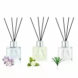 DIUFJAG Raumduft Diffuser 3 x 50ml Setz Mit 12 Duftstäbchen Freesie/Jasmin/Zitronengras,Natürlich, Langanhaltend,Home Duft für Schlafzimmer Büro Badezimmer Regal Dekor