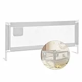 WOLTU Bettgitter, einziehbares Bettschutzgitter für Kinderbetten & Elternbetten, Rausfallschutz höhenverstellbar 69-87 cm, 180 cm, Hellgrau