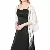 iSpchen Dreieck Spitze Stola Damen Spitze Stola Weiche Schals und Tücher Umhang Spitzenschal Umhang Schal Festlich für Damen Hochzeit Braut Brautjungfer Party Schals,Weiß