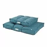 JAMAXX® Hundekissen weich Komfort Kuschel Hundebett flauschig Dicke Füllung, Hundematte waschbar, Matratze für mittelgroße Grosse Hunde, Vintage Canvas, Dicke Polsterung, PDB1086 Petrol (L) 100x70