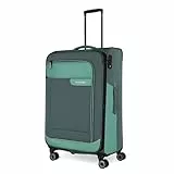 Travelite 4-Rad Koffer Größe L Weichschale aus recyceltem Material, Gepäck Serie VIIA: Trolley mit Dehnfalte + Kantenschutz, 77 cm, 91-103 Liter