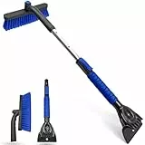 SEAAES 33 Zoll Schneebürste und Eiskratzer für Auto Windschutzscheibe, Ausziehbarer Schneeschaber und Bürste mit Schaumstoffgriff für LKW SUV Fahrzeug Fenster - Blau