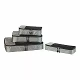 Amazon Essentials 4-teiliges Packwürfel-Reisezubehörset, Gepäckorganizer mit Doppelreißverschluss, Netzoberseite, 100% Polyester, klein/mittel/groß/schmal, grau (früher Amazon Basics)