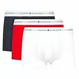 Tommy Hilfiger Herren 3er Pack Boxershorts Trunks mit Logobund, Mehrfarbig (Desert Sky/White/Primary Red), M