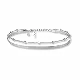 GD GOOD.designs Fußkettchen Silber für Damen I Mehrreihige Fußkette - Verstellbar I Silberne Schlangenkette Fußschmuck I Wasserfest