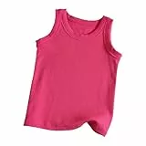 XINYUNZU Unterhemd Kinder Baumwolle Atmungsaktiv Tanktop Sommer Top Shirt Ärmellos Casual Oberteile Dünne Trägertop Unterhemden für Mädchen und Jungen Pink 6 Jahre