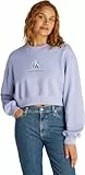Calvin Klein Damen Sweatshirt Shadow Graphic Crewneck Cropped, Violett (Persian Violet), XL