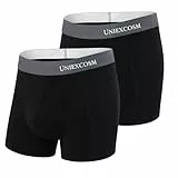 Uniexcosm Boxershorts Herren 2er-4er Pack Baumwolle Männer Unterwäsche Komfortable Retroshorts Boxer Unterwäsche 2 Pack Schwarz L