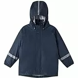 Reima Lampi Regenjacke Kinder Wasserdicht - Reißverschluss vorne Jacken für Jungen, Mädchen, Abnehmbare Kapuze, Reflektierende Details, Maschinenwaschbar
