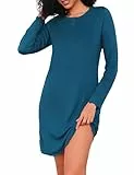 Demegimi Nachthemd Damen Langarm Schlafshirt Baumwolle Winter Nachtkleid Oversize Schlafshirt Nachtkleid Warm Sleepwear