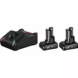 Bosch Professional 12V System Akku Starter-Set: 2x GBA 12V 6.0Ah Akku + Schnellladegerät GAL 12V-40