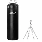 𝐏𝐡𝐲𝐬𝐢𝐨𝐧𝐢𝐜𝐬® Boxsack für Erwachsene - Gefüllt, 100cm/120cm, 27kg/30kg, Vierpunkt-Stahlkette - Punchingsäcke, Sandsack hängend, Punching Bag, Kickboxen, MMA, Kampfsport, Muay Thai, (120cm)