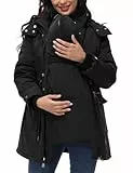 Maacie Umstands Baumwolljacke Jacke Stehkragen Wasserdichte Baumwolljacke 2025 Winter Coat Schwarz L